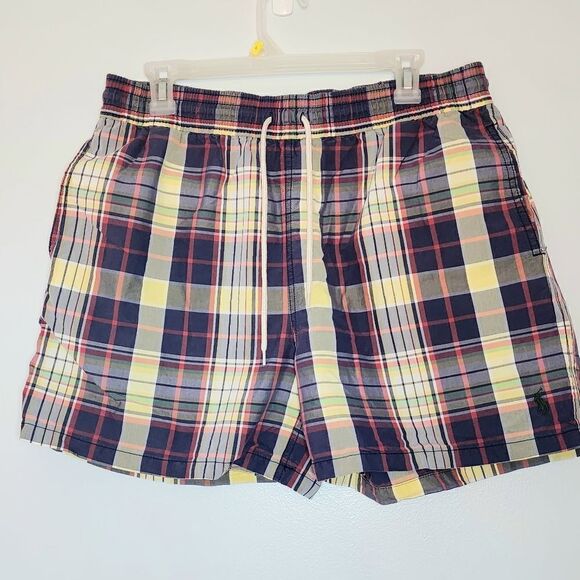Polo Ralph Lauren swim bottoms board shorts elastic waist men's size large plaid - Picture 1 of 12